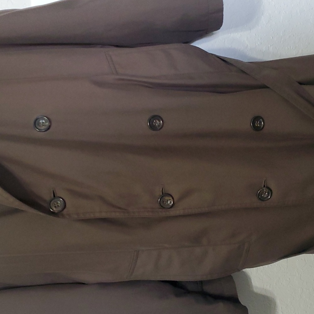 Vintage 1980s Misty Harbor Double Breasted Wool Blend Trench Coat Brown 40S - Picture 10 of 15